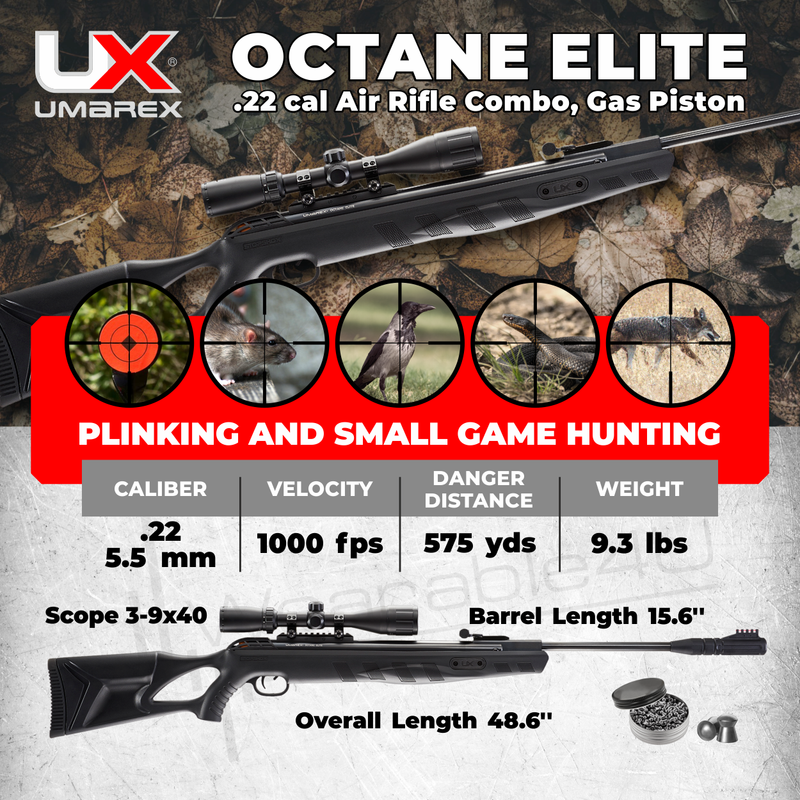 Umarex Octane Elite Combo (3-9x40 w/rings) .22 Gas Piston Break Barrel Air Rifle