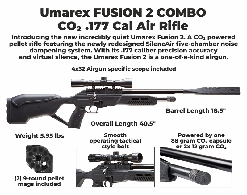Umarex Fusion 2 Combo (4x32 w/rings) CO2 .177 Cal Air Rifle