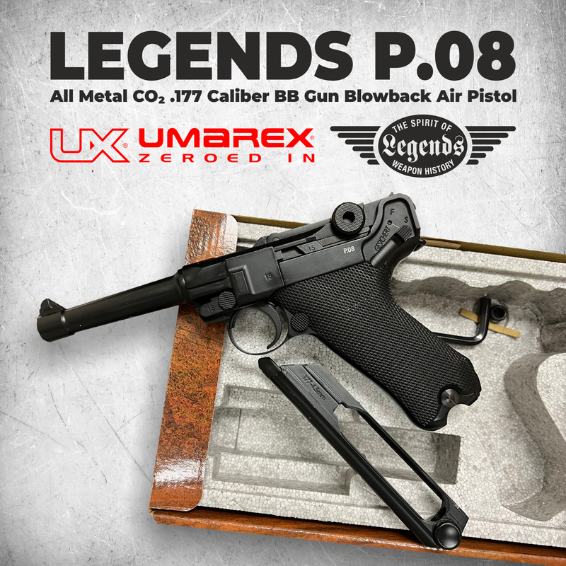 Umarex Legends P.08 CO2 .177 Caliber Blowback Air Pistol with Wearable4U Bundle