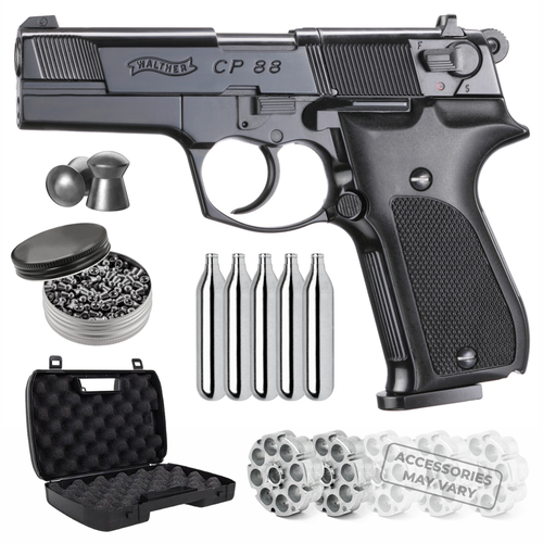 Walther CP88, Blued, 4 inch barrel CO2 .177 cal Pellet Air Pistol with Wearable4U Bundle