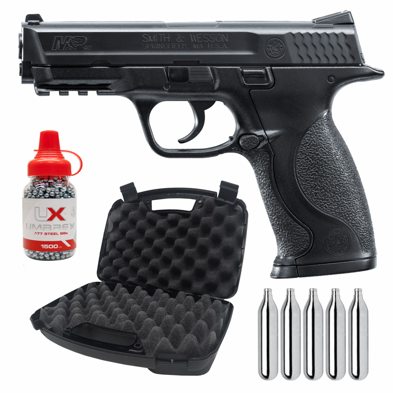 Smith & Wesson M&P 40 .177 Caliber BB Gun Air Pistol, Black, Standard Action, Semiautomatic with Wearable4U Bundle
