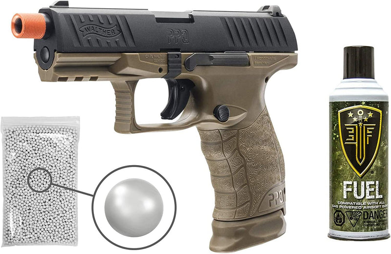 Umarex Walther PPQ GBB Dark Earth Brown Gas Blowback Airsoft Pistol (2272808) with Wearable4U Bundle