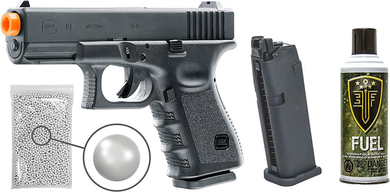 Umarex Glock Gen3 G19 Gas Blowback Airsoft Pistol, Black (2276303) with Wearable4U Bundle.