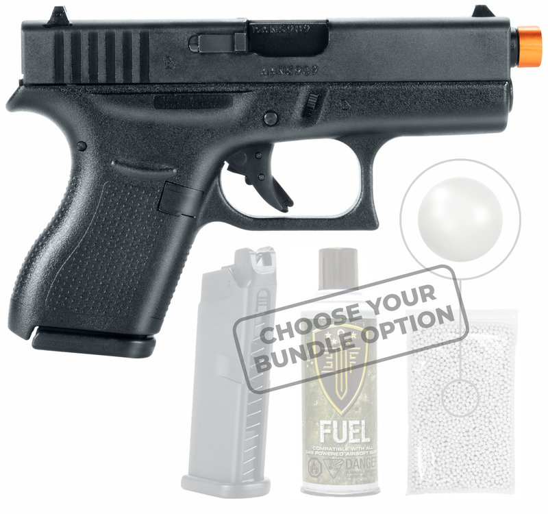 Umarex Glock G42 Sub-Compact GBB Blowback 6mm Green Gas Airsoft Pistol, 260 fps, Black (2276325)