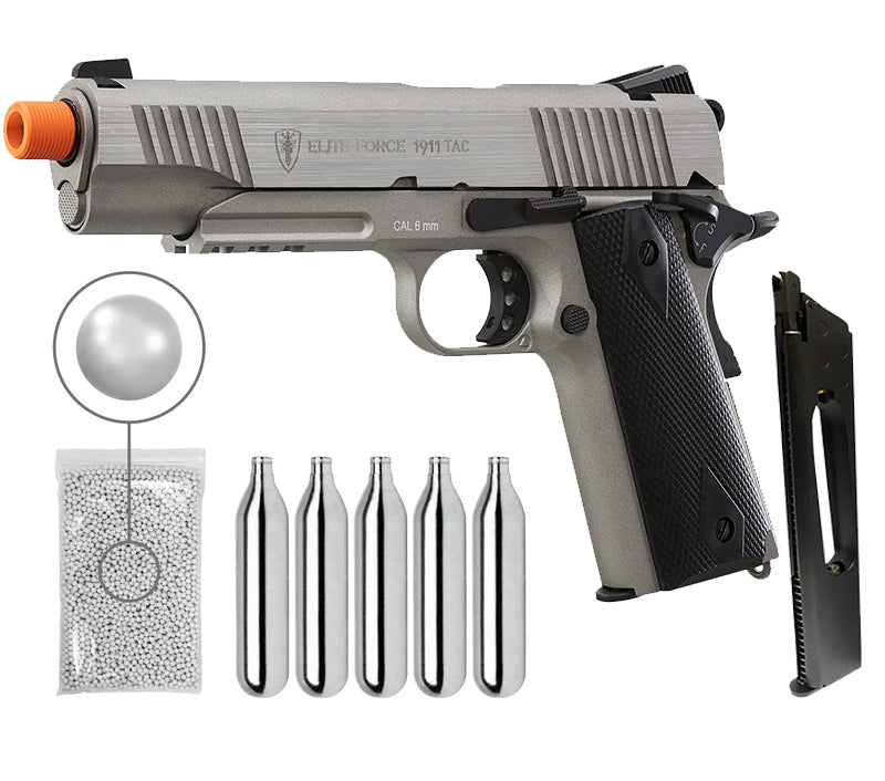 Umarex Elite Force 1911 TAC Blowback Airsoft Pistol (2279556) with Included Bundle