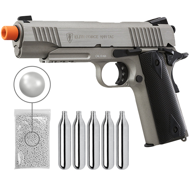 Umarex Elite Force 1911 TAC Blowback Airsoft Pistol (2279556) with Included Bundle