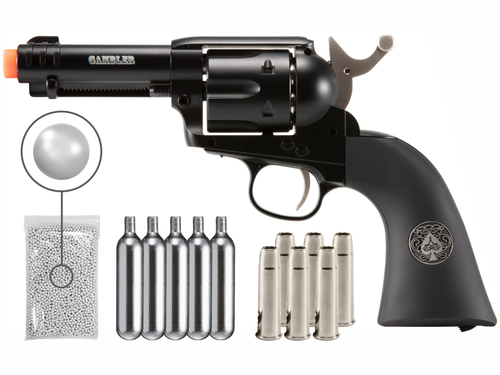 Wearable4U Umarex Limited Ed - Legends Gambler Custom Revolver Airsoft BB Airgun with 5X 12gr CO2 Tanks Pack of 1000 6mm EF BBS Bundle