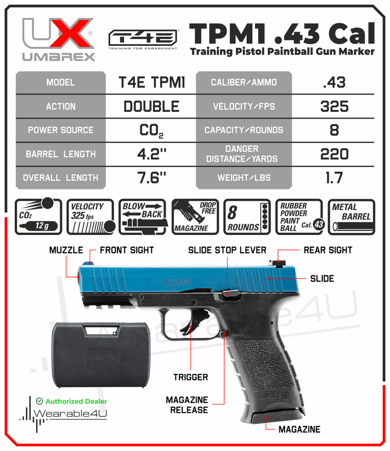 Umarex T4E TPM1 8XP .43 cal Co2 Paintball Marker