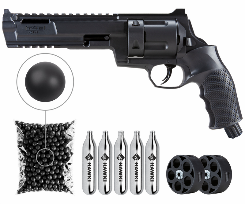Umarex HDR Paintball Marker Revolver .68 Cal Black (2292138) with Included Wearable4U Bundle