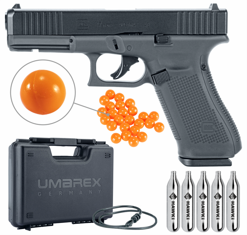 Umarex T4E Glock G17 Gen 5 Blowback Paintball Marker .43 Сal Black (Standard Edition) with with Included Wearable4U Bundle: