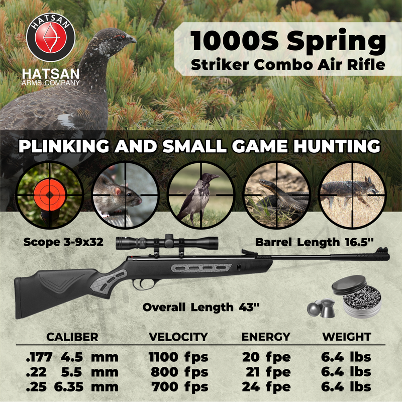Hatsan 1000S Spring Striker Combo .25 Caliber Break Barrel Air Rifle