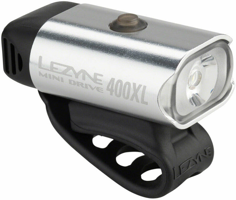 Lezyne Mini Drive 400XL Bicycle LED Front Headlight, 20 Hour Runtime, USB Rechargeable, Polish/Hi Gloss