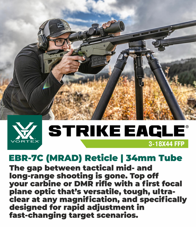 Vortex Optics Strike Eagle 3-18x44 FFP EBR-7C (MRAD) 34mm Tube Riflescope (SE-31802) with Included Bundle