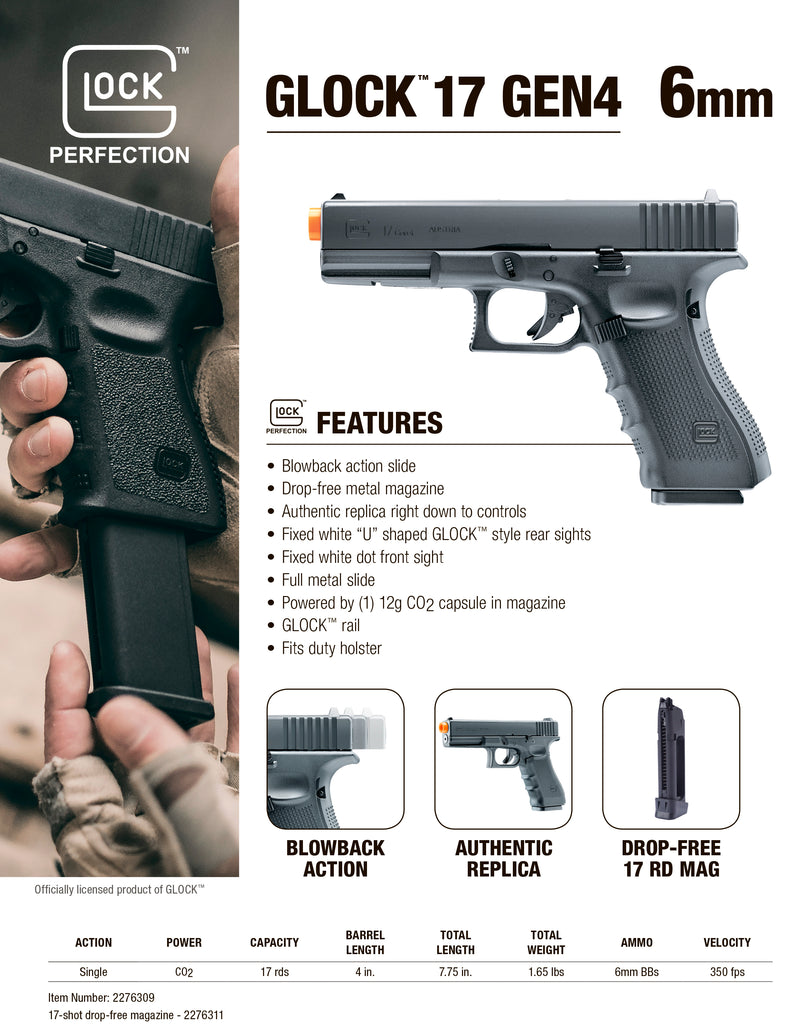 Umarex Glock G17 Gen4 Blowback CO2 Airsoft Pistol with Wearable4U Bundle