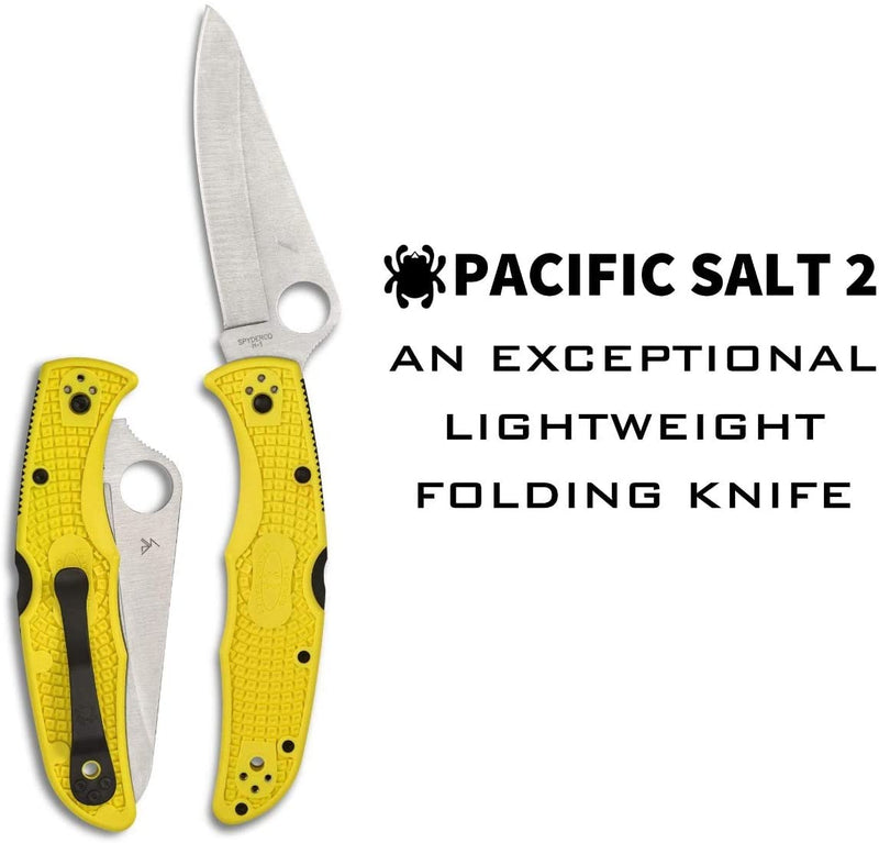 Spyderco C91PYL2 Pacific Salt 2 Yellow FRN Plain Edge Folding Knife