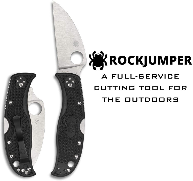 Spyderco RockJumper Lightweight PlainEdge Folding Knife with 3.08" VG-10 Steel Wharncliffe Blade and Black FRN Handle
