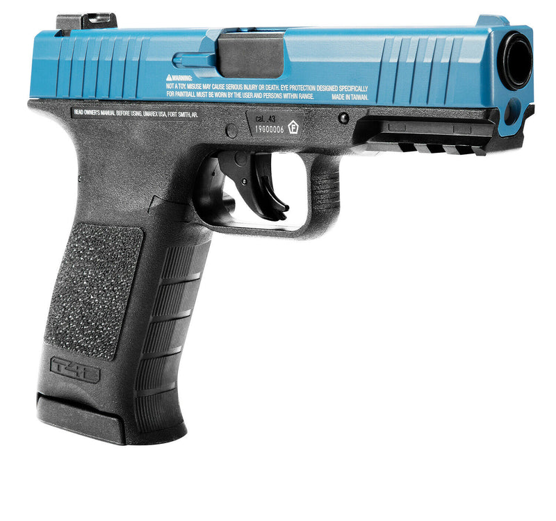 Umarex T4E TPM1 (8XP) .43 cal Paintball Marker Training Pistol with Pack of 100 .43 Cal Blue Paintballs  and 5x12gr CO2 Tank Bundle (Blue/Black)