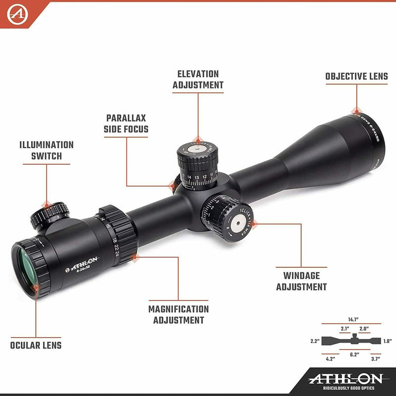 Athlon Optics Argos BTR GEN2 6-24×50 APLR2 FFP IR MOA Direct Dial, Side Focus, 30mm Riflescope  with included Extra Battery CR2032 and Wearable4U Lens Cleaning Pen and Lens Cleaning Cloth Bundle