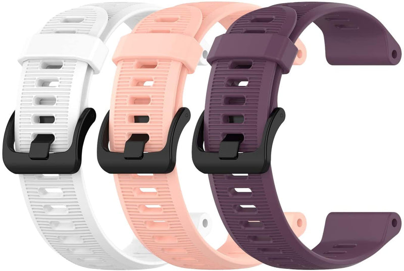 Garmin Forerunner 945 GPS Running Smartwatch with Included Wearable4U 3 Straps Bundle (White/Pink/Purple)