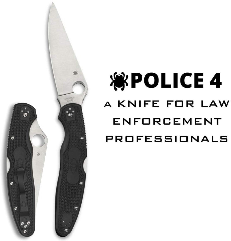 Spyderco C07PBK4 Police 4 Lightweight PlainEdge Folding Pocket Knife