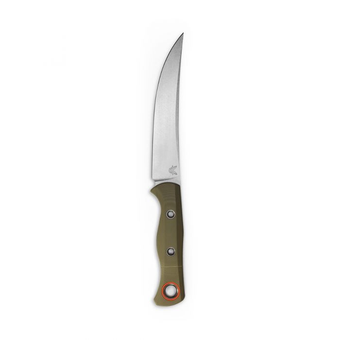 Benchmade 15500-3 Meatcrafter Plain Edge Fixed Blade Knife Green G-10 6.08"