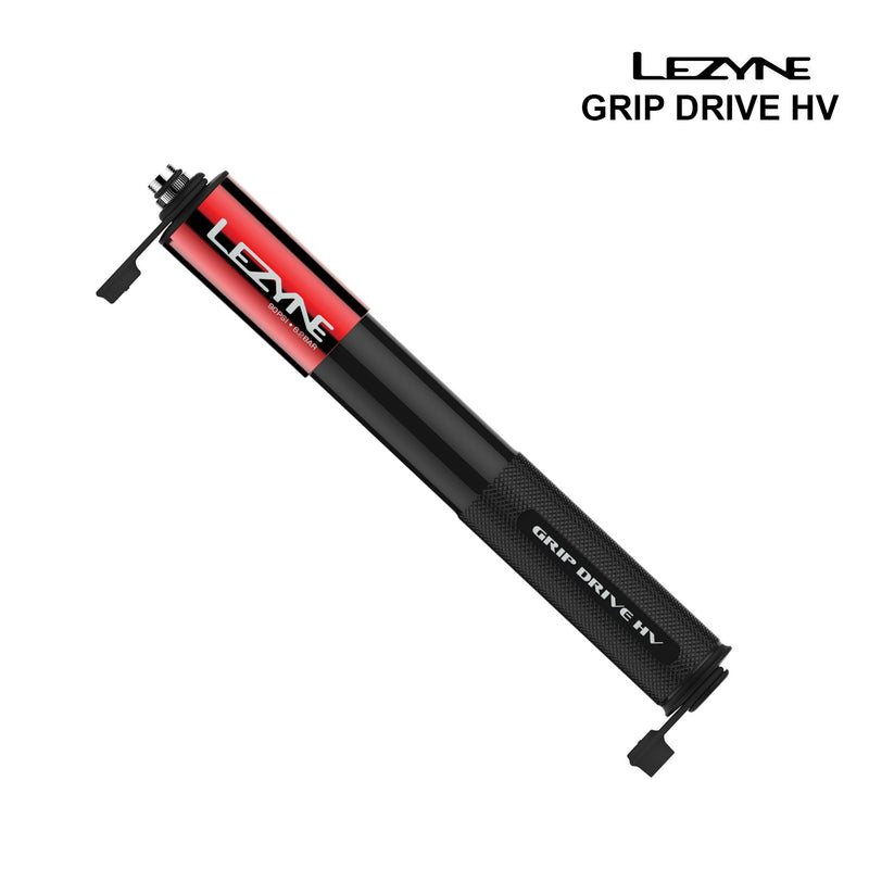 Lezyne Grip Drive HV High Volume Bicycle Hand Pump, Medium, Red