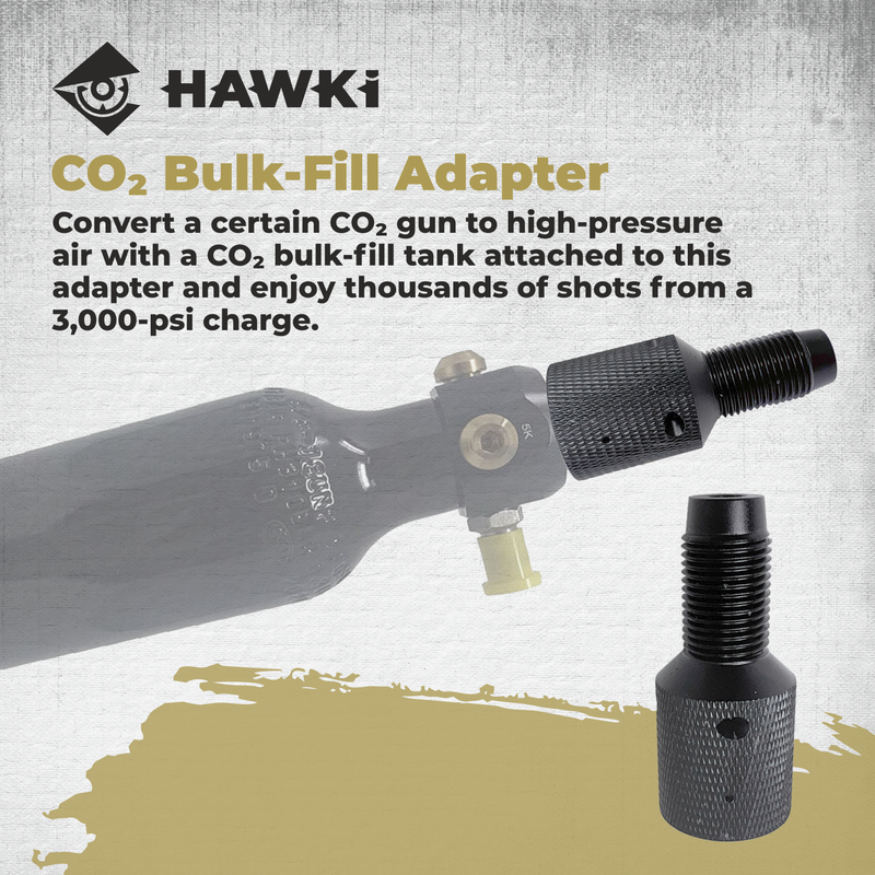 Hawki CO2 Bulk-Fill Adapter, CO2 Tank Adapter, BB Gun Air-Tank Adapter, Black