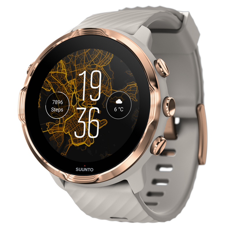 SUUNTO 7 Sandstone Rosegold GPS Sport Smartwatch with Versatile Sports Experience with Wearable4U EarBuds Power Bundle