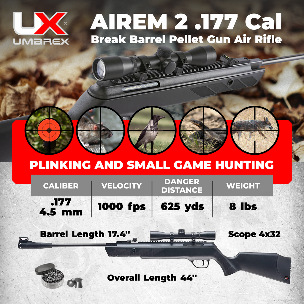 Umarex Airem 2 Break Barrel .177 Caliber Pellet Gun Air Rifle with Pac