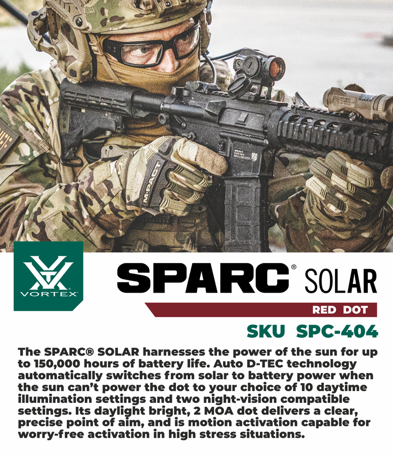 Vortex Optics SPARC Fully Multi-Coated Solar Red Dot Sight, 2 MOA Dot with Wearable4U Bundle