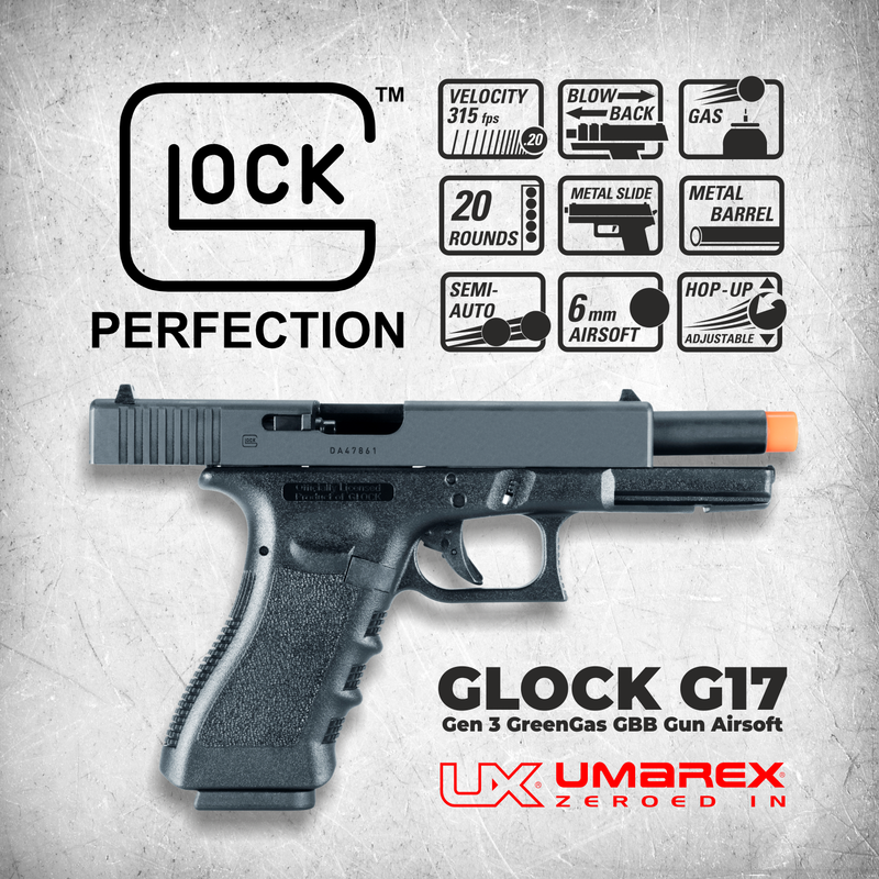 Umarex Glock G17 Gen 3 Green Gas GBB Airsoft Pistol (2276346)