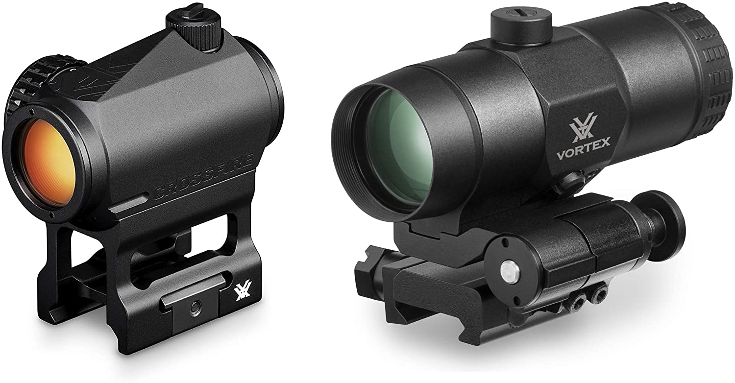 Vortex Crossfire Rds Vortex Optics Crossfire Red Dot Sight (CF-RD2) & 3X Magnifier with Bui ...