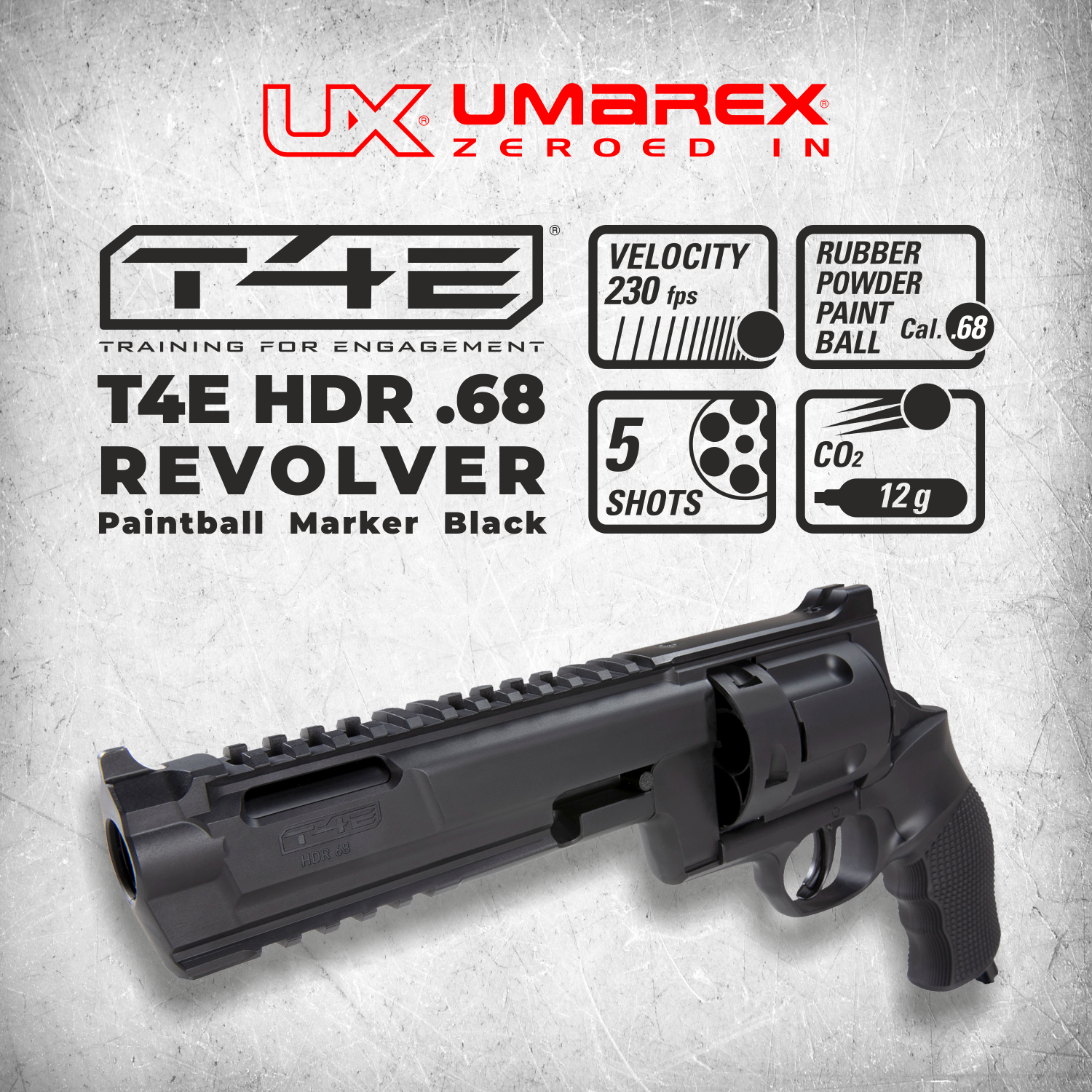 Umarex HDR Paintball Marker Revolver .68 Cal Black (2292138) with Incl –  Sports and Gadgets