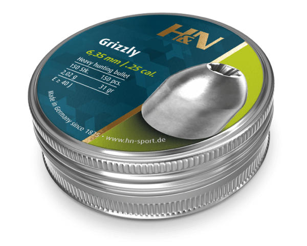 Haendler & Naterman H&N Grizzly .25 Cal/6.35mm 31gr Hollowpoint Air Gun Pellets 150 Count (96325003101)