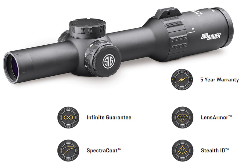 Sig Sauer Tango4 1-4x24mm FFP 30mm 5.56/7.62 Horseshoe Dot Illuminated Riflescope
