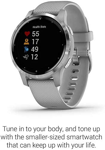 Garmin Vivoactive 4S GPS Smartwatch and Wearable4U Power Pack Bundle (Powder Gray/Silver)