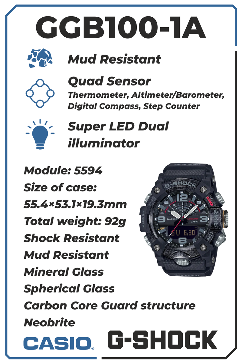 Casio GGB100-1ACR Master of G Mudmaster Carbon Core Men's Watch