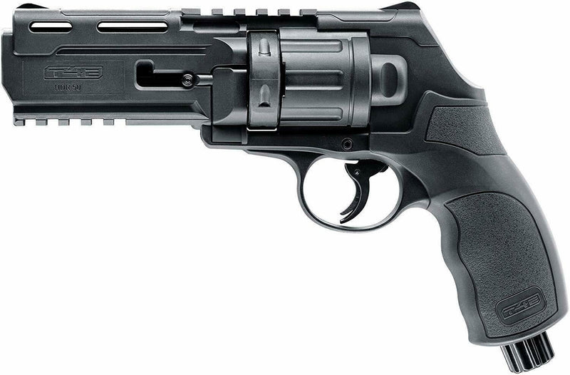 Umarex T4E TR50 .50 Caliber Black CO2 Training Paintball Pistol Revolver Marker with 5x12gr CO2 Tank Bundle