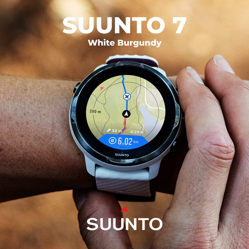 SUUNTO 7 White Burgundy GPS Smartwatch with Versatile Sports Experience with Wearable4U Power Bank Bundle
