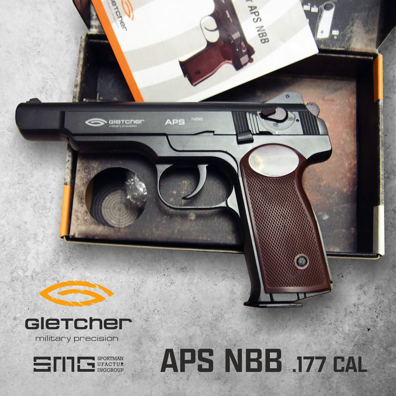Gletcher APS NBB (Stechkin) .177 Cal CO2 Metal Body Double-action BB Air Pistol