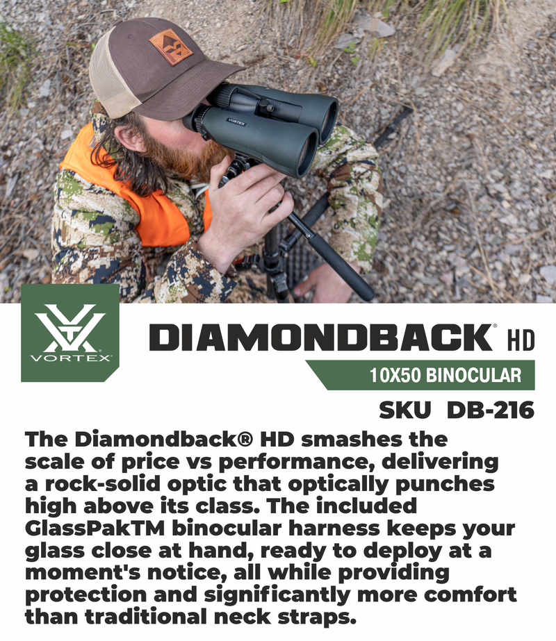 Vortex Optics DB-216 Diamondback HD 10x50 Binocular with Free Hat Bundle