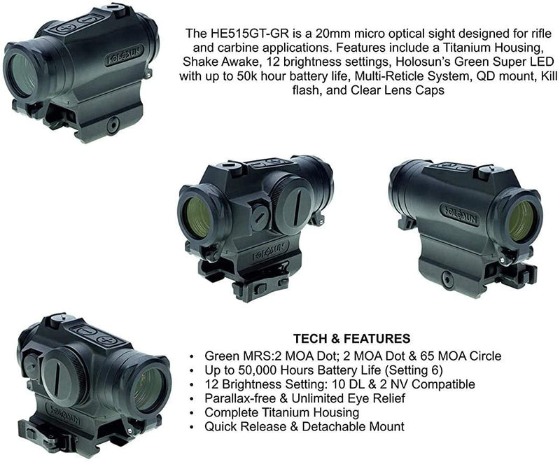 Holosun HE515GT-GR Titanium Green Dot Sight