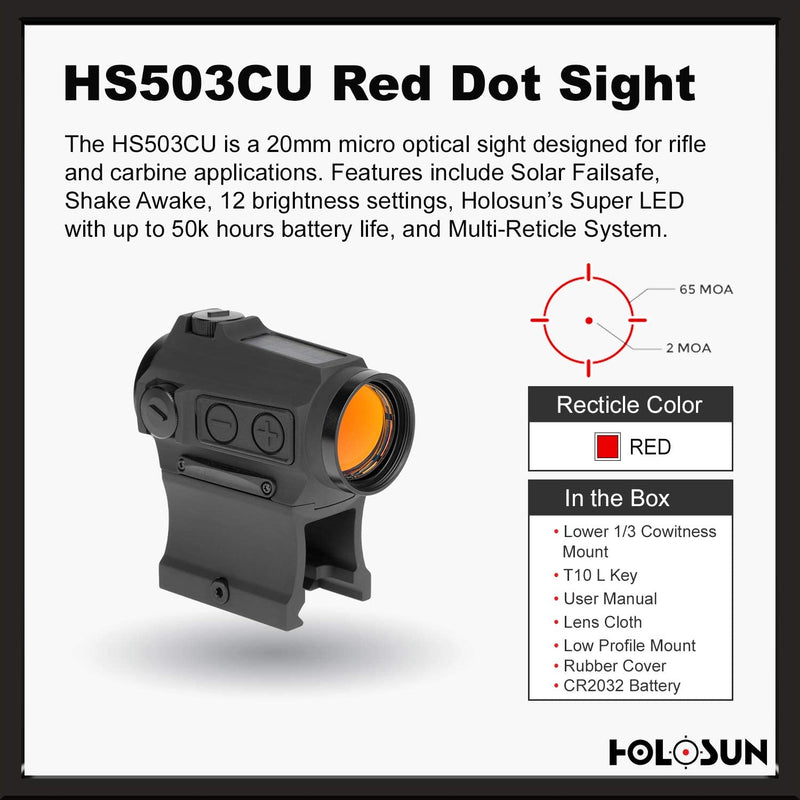 Holosun HS503CU 20mm Micro Optical Red Dot Sight