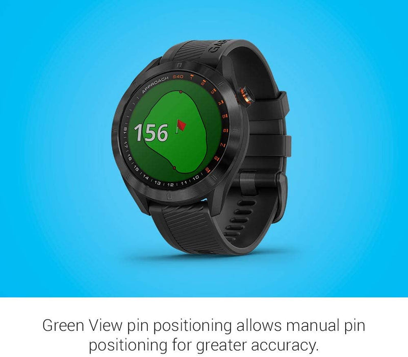Garmin Approach S40 GPS Golf Smartwatch (Black Stainless Steel with Black Band)