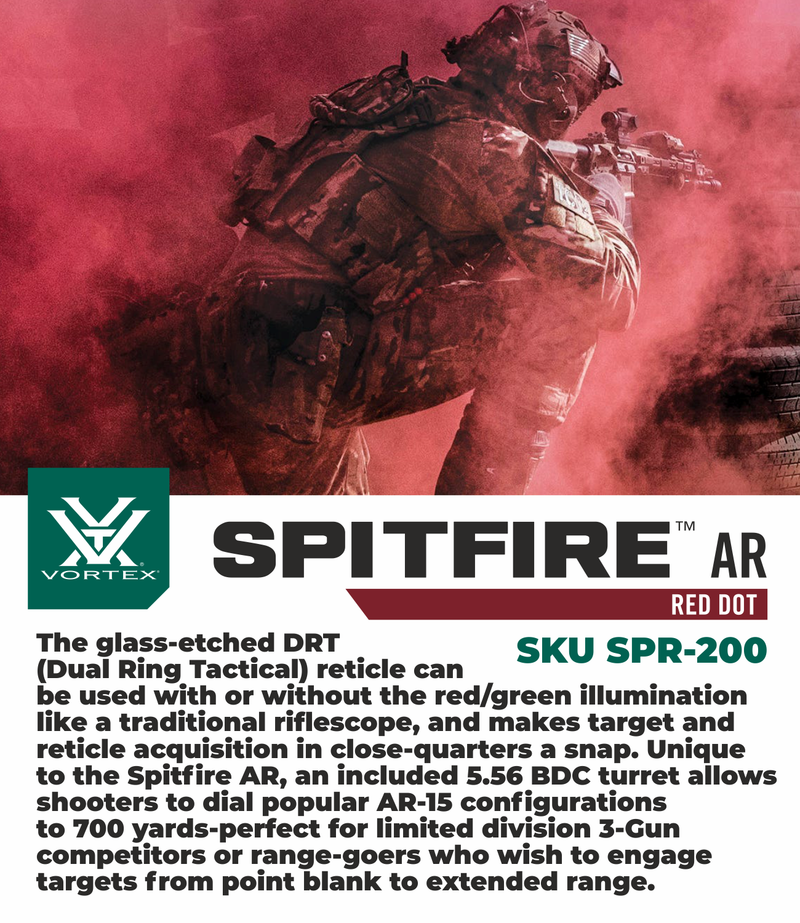 Vortex Optics SPR-200 Spitfire Prism Scope 1x DRT MOA with Wearable4U Bundle