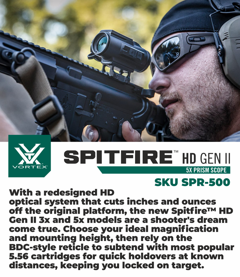 Vortex Optics Spitfire HD Gen II 5X Prism Scope BDC4 Reticle with Wearable4U Bundle