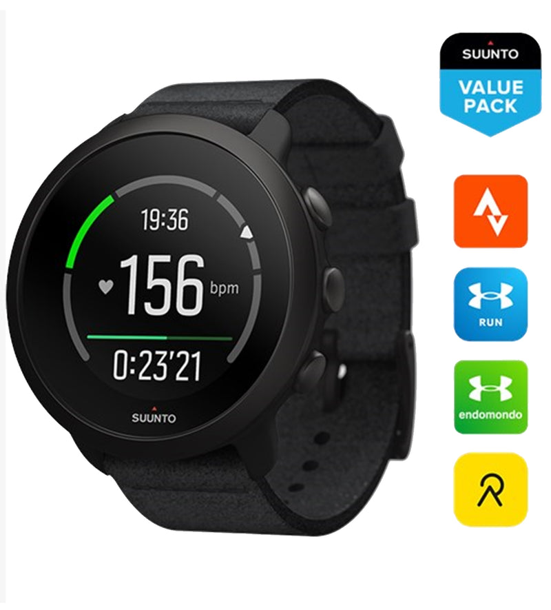 SUUNTO 3 All Black Durable Sports GPS Watch with Adaptive Training Guidance