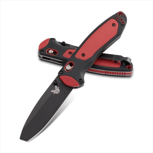 Benchmade Boost Plain Edge 3.43" Black/Red Grivory Handle Folding Pocket Knife (591BK) Specifications: