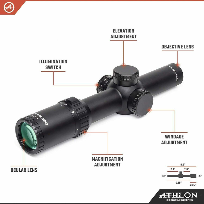 Athlon Optics Argos BTR GEN2 1-8x24 30mm, SFP IR MOA Reticle Riflescope with included Extra Battery CR2032 and Wearable4U Lens Cleaning Pen and Lens Cleaning Cloth Bundle