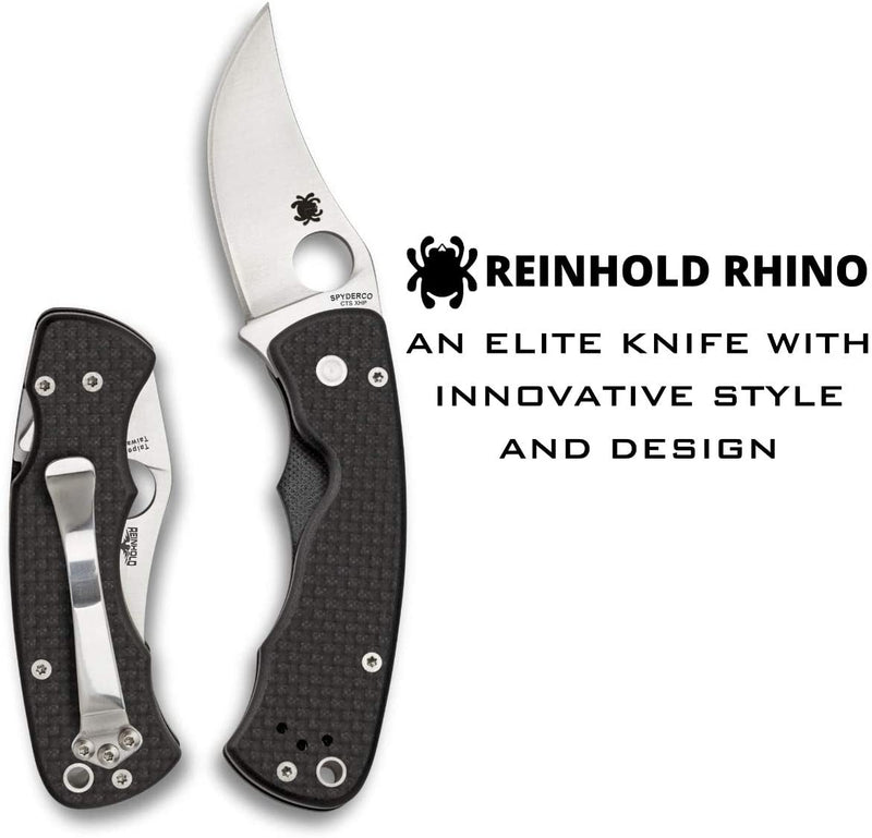 Spyderco Reinhold Rhino PlainEdge Carbon Fiber/G-10 Laminate Folding Pocket Knife